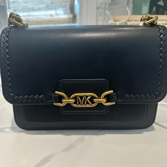 Michael Kors Black and Gold Crossbody Bag with Chain Detailing - Picture 2 of 6